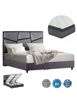 ΚΡΕΒΑΤΙ ΔΙΠΛΟ ΜΕ ΣΤΡΩΜΑ & ΑΠΟΘ.ΧΩΡΟ REMO HM21167 ΜΠΕΖ ΜΠΟΥΚΛΕ--ΓΙΑ 160x200εκ