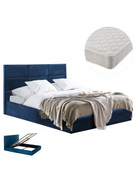 ΚΡΕΒΑΤΙ ΔΙΠΛΟ & ΣΤΡΩΜΑ BRILEY HM21272.03 ΜΠΛΕ ΒΕΛΟΥΔΟ ΜΕ ΑΠΟΘ.ΧΩΡΟ--ΓΙΑ 160x200εκ