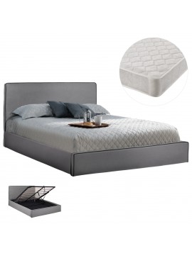 ΚΡΕΒΑΤΙ ΔΙΠΛΟ & ΣΤΡΩΜΑ ALLIE HM21273.01 ΓΚΡΙ ΥΦΑΣΜΑ ΜΕ ΑΠΟΘ.ΧΩΡΟ--ΓΙΑ 160x200 εκ.