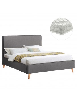 ΚΡΕΒΑΤΙ ΜΕ ΣΤΡΩΜΑ INDRA HM21280.01 ΓΚΡΙ ΥΦΑΣΜΑ--ΓΙΑ 160x200εκ