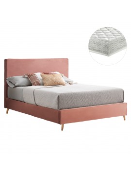 ΚΡΕΒΑΤΙ ΜΕ ΣΤΡΩΜΑ INDRA HM21280.03 ΣΑΠΙΟ ΜΗΛΟ ΒΕΛΟΥΔΟ--ΓΙΑ 160x200εκ