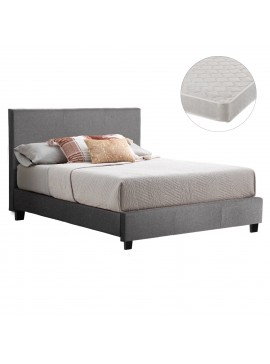 ΚΡΕΒΑΤΙ ΜΕ ΣΤΡΩΜΑ BECCA HM21283.04 ΓΚΡΙ ΥΦΑΣΜΑ--ΓΙΑ 150x200εκ
