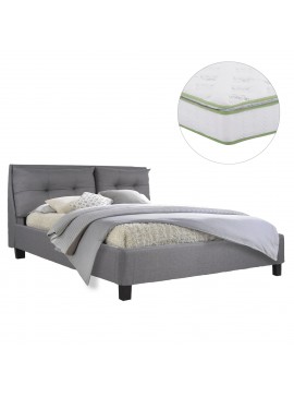 ΚΡΕΒΑΤΙ ΜΕ ΣΤΡΩΜΑ BILLIE HM21284.03 ΓΚΡΙ ΥΦΑΣΜΑ--ΓΙΑ 160x200εκ