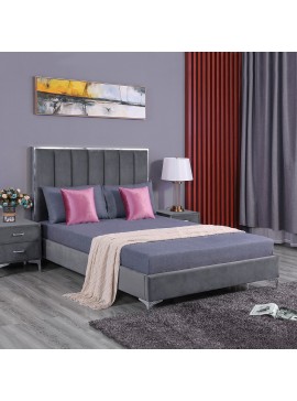 Intrahome ΚΡΕΒΑΤΙ CASABLANCRUSTENBURG ΥΠΕΡΔΙΠΛΟ ΓΙΑ ΣΤΡΩΜΑ 160x200εκ. ΜΕ ΥΦΑΣΜΑ ΒΕΛΟΥΔΟ ΓΚΡΙ .01 intraho-1610677