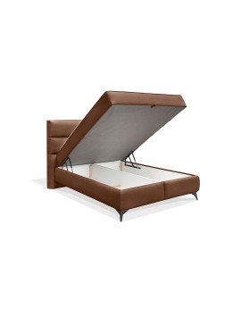 MATIS Κρεβάτι με αποθηκευτικό χώρο και στρώμα με ανεξάρτητα ελατήρια Eden κονιάκ 140×200 MATISE67278649