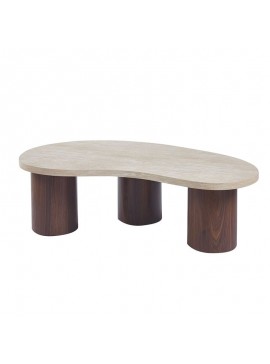 WOODWELL LAMBERT Τραπεζάκι Σαλονιού-Καθιστικού, ΜDF Απόχρωση Natural Stone-Καρυδί 130x70x40cm Ε7698,1