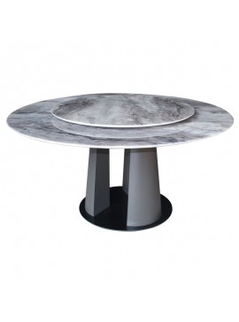 WOODWELL LAZY SUSAN Τραπέζι με κεντρική Περιστρεφόμενη επιφάνεια, Βάση Μέταλλο-Επιφάνεια Μάρμαρο Φ150-95x76cm ΕΜ784,1