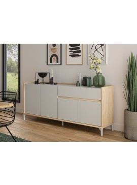 Insi Lenk μπουφές με 4 πόρτες και 1 συρτάρι 186x41x77εκ. Γκρέζ / Natural chestnut  009.GM68 