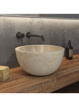 KARAG  LEYLA Νιπτήρας επικαθήμενος πέτρινος LEYLA Cream KARAG Ø40x20cm KARAG-5206836064826