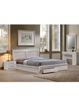 WOODWELL LIFE Κρεβάτι Διπλό, 2 Συρτάρια, για Στρώμα 160x200cm, Απόχρωση White Wash 168x207x93cm ΕΜ363,5