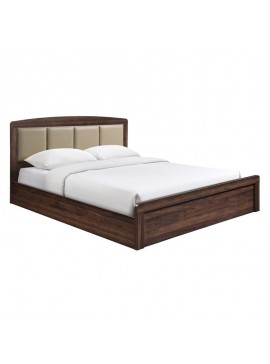 WOODWELL CALIBER Κρεβάτι Διπλό για Στρώμα 150x200cm, Απόχρωση Καρυδί, Κεφαλάρι Pu Μπεζ  158x210x100cm Ε73861,2