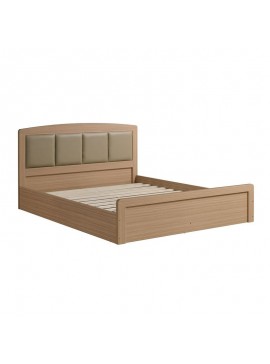 WOODWELL CALIBER Κρεβάτι Διπλό για Στρώμα 150x200cm, Απόχρωση Sonoma Oak, Κεφαλάρι Pu Μπεζ  158x210x100cm Ε73861