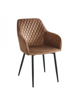 WOODWELL LILA Πολυθρόνα Μέταλλο Βαφή Μαύρο, Ύφασμα Velure Απόχρωση Cappuccino 56x60x81cm ΕΜ7851,3