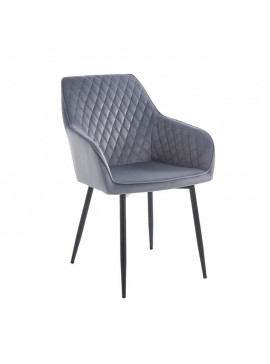 WOODWELL ΕΜ7851,2LILA Πολυθρόνα Μέταλλο Βαφή Μαύρο, Ύφασμα Velure Απόχρωση Γκρι 56x60x81cm ΕΜ7851,2