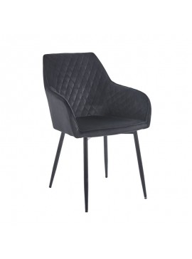 WOODWELL ΕΜ7851,1LILA Πολυθρόνα Μέταλλο Βαφή Μαύρο, Ύφασμα Velure Απόχρωση Μαύρο 56x60x81cm ΕΜ7851,1