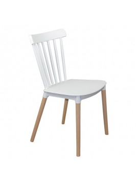 WOODWELL LINA Καρέκλα Τραπεζαρίας - Κουζίνας, PP Άσπρο, Πόδια Οξιά Φυσικό 44x51x84cm ΕΜ1391,1