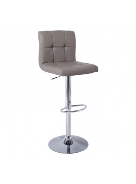 WOODWELL ΕΜ412,5LINO Σκαμπό BAR με Πλάτη, Χρώμιο, PU Cappuccino, Ρύθμιση Ύψους, Περιστρεφόμενο 44x50x62/92-83/113cm ΕΜ412,5