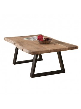 WOODWELL ΕΑ7101LIZARD Τραπεζάκι Σαλονιού Καθιστικού, Μέταλλο Βαφή Μαύρο, Ξύλο Ακακία Φυσικό 115x65x40cm ΕΑ7101