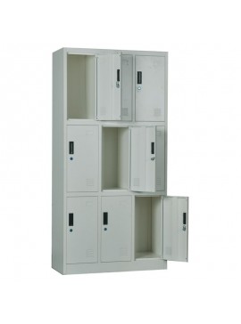 WOODWELL LOCKER 9 Θέσεων Φοριαμός - Ερμάριο, Μέταλλο Βαφή Γκρι  90x40x185cm Ε6003,1