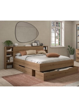 Insi  Lucian κρεβάτι διπλό με αποθηκευτικούς χώρους και ράφια στο κεφαλάρι 205x223x90εκ. ( για στρώμα 140x200εκ. ) Helvezia Oak   0041.GM36 