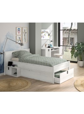 Insi Lugano κρεβάτι με αποθηκευτικό χώρο 207x123x80εκ. ( για στρώμα 90x190εκ. ή 90x200εκ. ) Whitewashed Oak  0101.GM25 