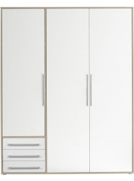 Lh-homefurniture Ντουλάπα LYSS Λευκή+Φυσικό Sanremo 155x194x58cm A_LYSS