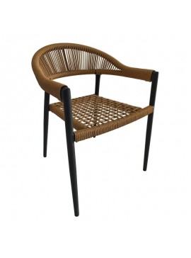 WOODWELL Ε6724,1MADISON Πολυθρόνα Βεράντας- Κήπου, ALU Ανθρακί, Rope Wicker Φυσικό, Στοιβαζόμενη 58x56x78cm Ε6724,1
