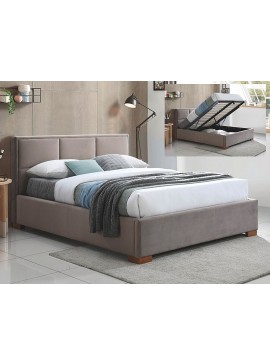 ŁÓŻKO MAISON VELVET 160x200 KOLOR BEŻOWY/DĄB TAPICERKA BLUVEL 40 DIOMMI-80-3369