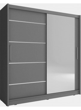 Lh-homefurniture Ντουλάπα Συρόμενη Maja 1-ALU Χρώμα Γραφίτης 200x214x62cm 24113-MJ1galu-200