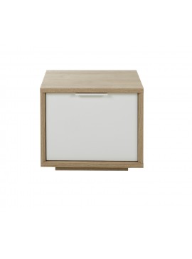 Insi Manae κομοδίνο με ένα συρτάρι 47x42x36εκ. Natural Chestnut / Λευκό  0191.GM08 