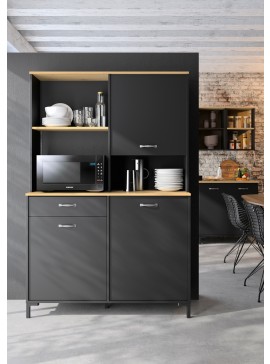 Insi Manchester μπουφές για κουζίνα 119x41x180εκ. Helvezia Oak / Black  009.GM39 