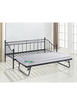 WOODWELL Ε8043,11MARIN Set: Daybed (για στρώμα 90x190) + Βοηθητικό Κρεβάτι με Στρώμα 185x85 Μέταλλο Μαύρο Κρεβάτια:198x97x93+185x85x36cm Ε8043,11