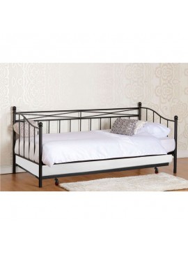 WOODWELL Ε8043,1SMARIN Set: Daybed με Στρώμα 90x190 + Βοηθητικό Κρεβάτι με Στρώμα 85x185 Μέταλλο Μαύρο Beds: 198x97x93 _ 185x85x36cm Ε8043,1S