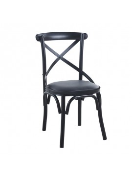 WOODWELL Ε5147,3MARLIN Καρέκλα Τραπεζαρίας Μέταλλο Βαφή Μαύρο, PU Μαύρο 52x51x86cm Ε5147,3