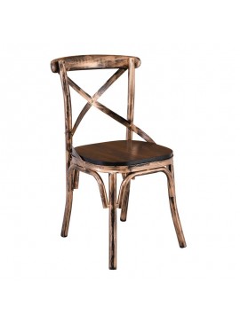 WOODWELL Ε5160,2MARLIN Wood Καρέκλα Dark Oak, Μέταλλο Βαφή Black Gold 52x51x86cm Ε5160,2