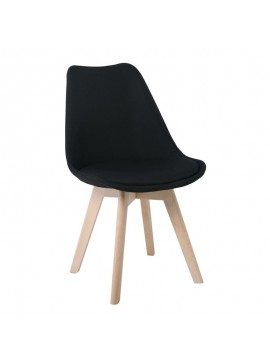 WOODWELL MARTIN Καρέκλα Οξιά Φυσικό, Ύφασμα Μαύρο, Μονταρισμένη Ταπετσαρία 49x57x82cm ΕΜ136,24F