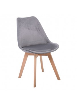 WOODWELL Woodwell Καρέκλα Οξιά Φυσικό, Ύφασμα Velure Σκούρο Γκρι, Μονταρισμένη Ταπετσαρία 49x57x82cm ΕΜ136,44V