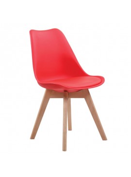 WOODWELL MARTIN Καρέκλα Ξύλο, PP Κόκκινο Μονταρισμένη Ταπετσαρία 49x57x82cm ΕΜ136,34
