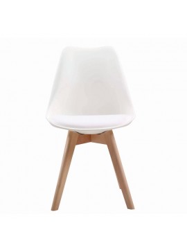 WOODWELL MARTIN Καρέκλα Ξύλο, PP Άσπρο Μονταρισμένη Ταπετσαρία 49x57x82cm ΕΜ136,14
