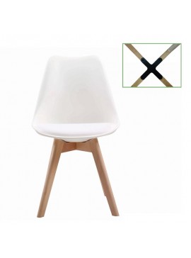 WOODWELL MARTIN Καρέκλα Metal Cross Ξύλο, PP Άσπρο, Μονταρισμένη Ταπετσαρία 49x56x82cm ΕΜ136,10