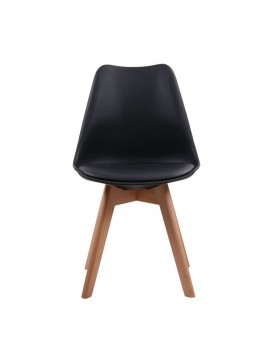 WOODWELL Woodwell Καρέκλα Ξύλο, PP Μαύρο Μονταρισμένη Ταπετσαρία 49x57x82cm ΕΜ136,24