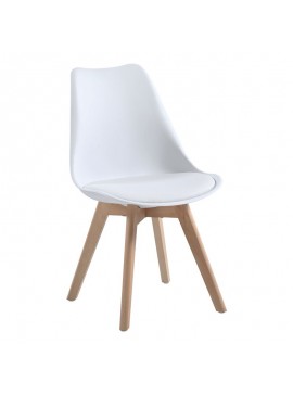 WOODWELL Woodwell Καρέκλα Τραπεζαρίας Κουζίνας, Ξύλο, PP Άσπρο, Αμοντάριστη Ταπετσαρία 48x56x82cm ΕΜ136,101