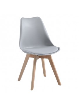 WOODWELL Woodwell Καρέκλα Τραπεζαρίας Κουζίνας, Ξύλο, PP Γκρι, Αμοντάριστη Ταπετσαρία 48x56x82cm ΕΜ136,401