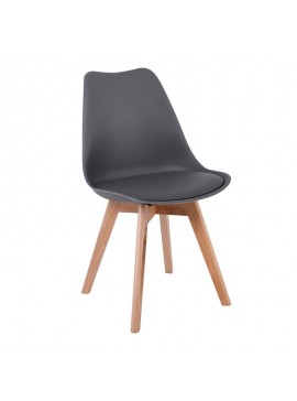 WOODWELL Woodwell Καρέκλα Τραπεζαρίας Metal Cross, Ξύλο Φυσικό PP Ανθρακί Αμοντάριστη Ταπετσαρία 48x56x82cm ΕΜ136,92W