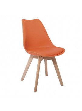 WOODWELL MARTIN Καρέκλα Ξύλο, PP Πορτοκαλί Μονταρισμένη Ταπετσαρία 49x57x82cm ΕΜ136,74