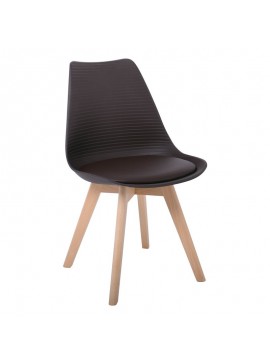 WOODWELL Woodwell STRIPE Καρέκλα Ξύλινο Πόδι, PP Καφέ 49x56x82cm ΕΜ136,01S