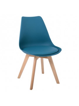 WOODWELL Woodwell STRIPE Καρέκλα Ξύλινο Πόδι, PP Petrol 49x56x82cm ΕΜ136,03S