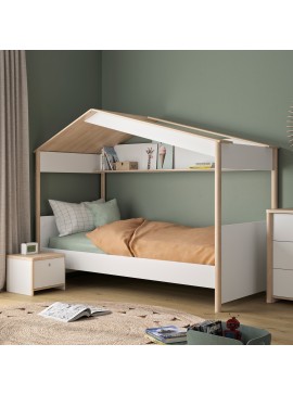 Insi Matis παιδικό κρεβάτι "καλύβα" 103x212x165εκ. ( για στρώμα 90x200εκ. ) Natural Chestnut / Λευκό  0101.GM29 