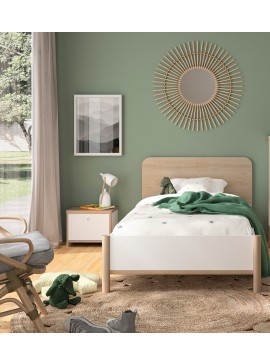 Insi Matis κρεβάτι ημίδιπλο 135x208x80εκ. ( για στρώμα 120x200εκ. ) Natural Chestnut / Λευκό  0101.GM40 