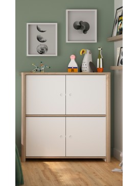 Insi Matis ντουλάπι αποθήκευσης με 4 πόρτες 100x40x100εκ. Natural Chestnut / Λευκό  0181.GM25 